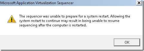 the sequencer was unable to prepare for a system restart. 